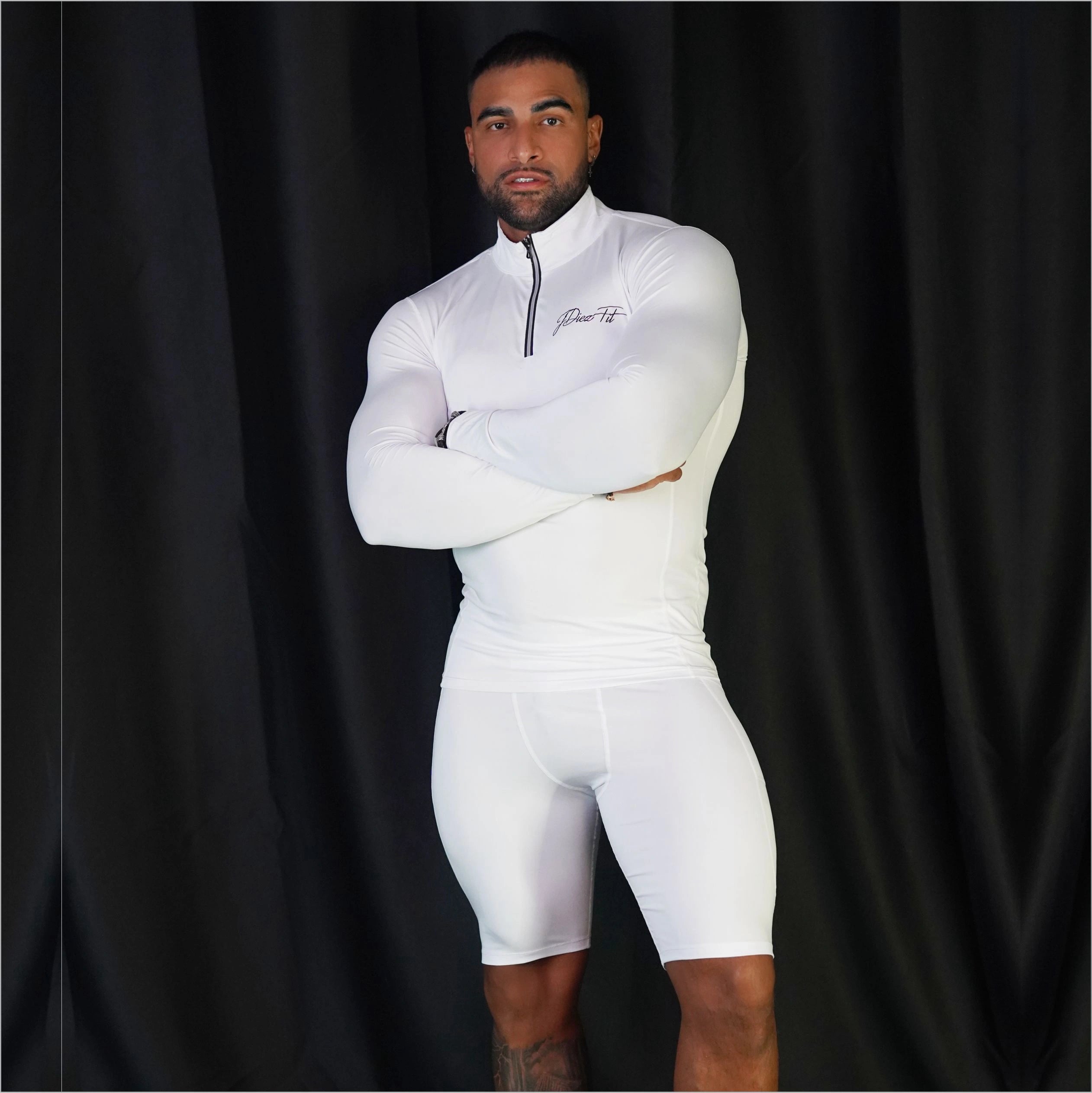 Men's Sports T-Shirt with High Neck Zipper