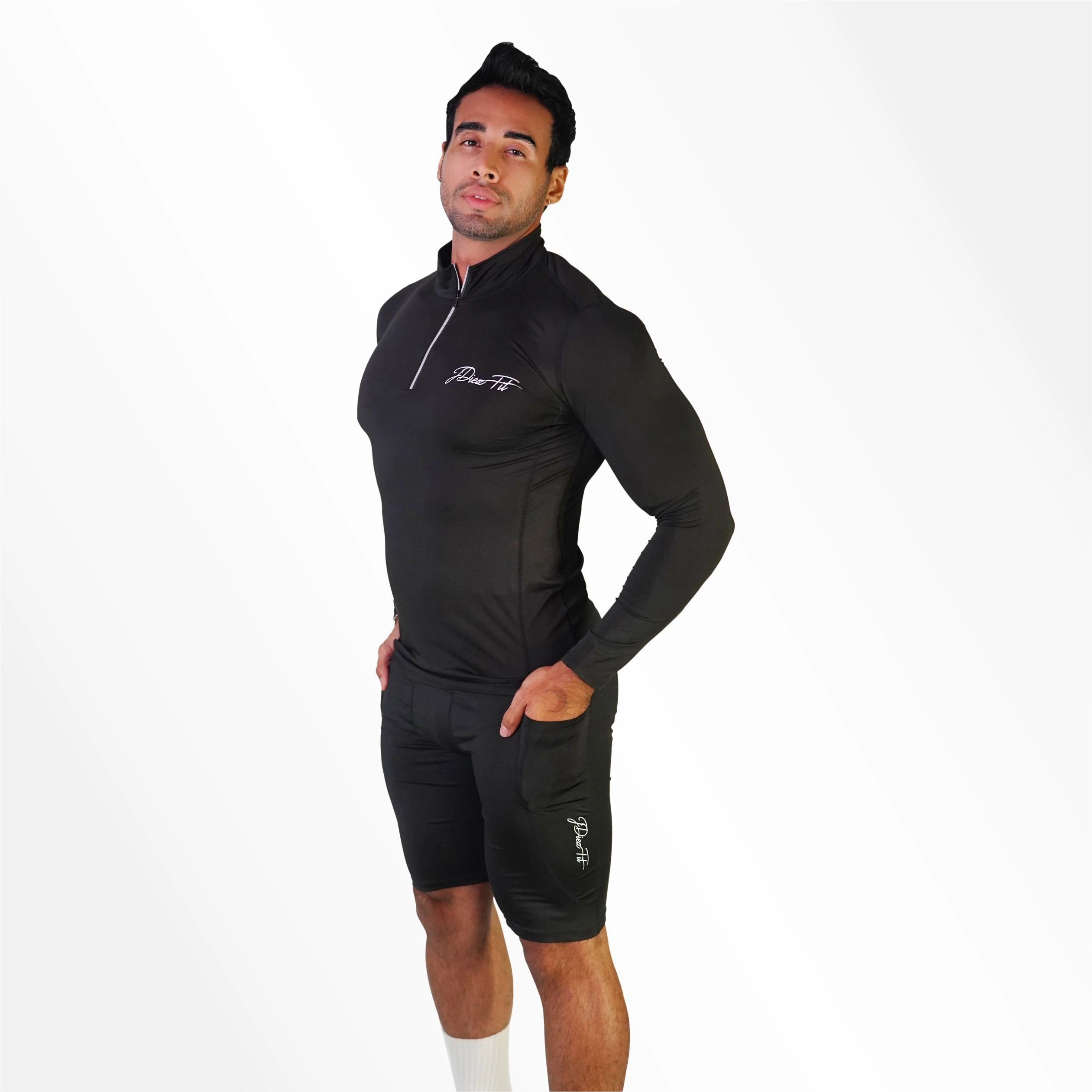Men's Sports T-Shirt with High Neck Zipper