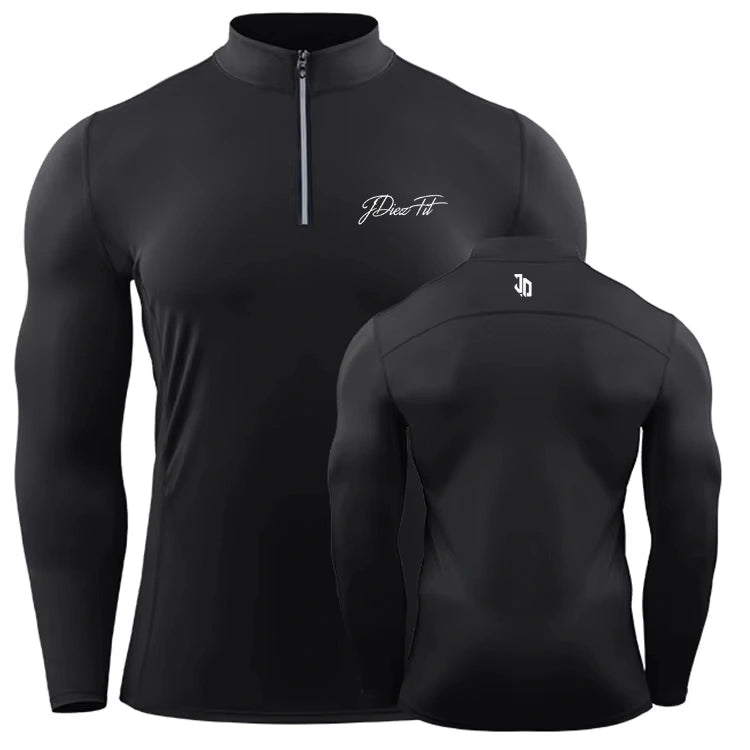 Men's Sports T-Shirt with High Neck Zipper