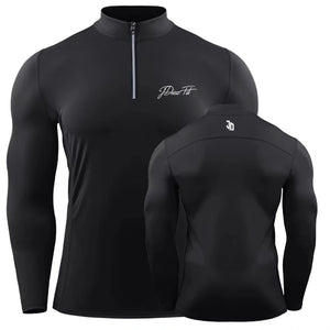 Men's Sports T-Shirt with High Neck Zipper